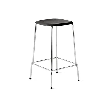 Soft Edge 30 Low bar stool - Black oak-chrome frame - HAY
