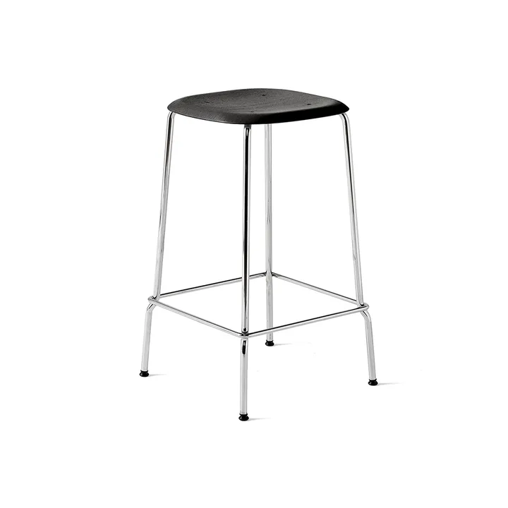 Soft Edge 30 Low bar stool - Black oak-chrome frame - HAY
