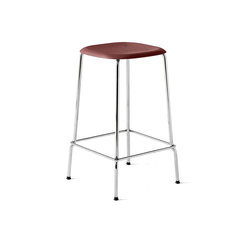 Soft Edge 30 Low bar stool, Fall red, chrome frame HAY