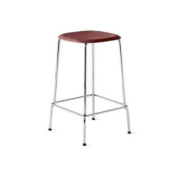 Soft Edge 30 Low bar stool - Fall red, chrome frame - HAY
