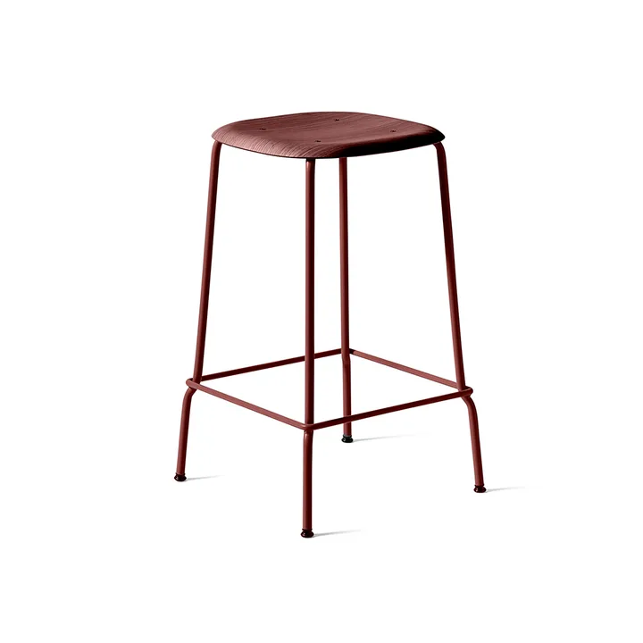 Soft Edge 30 Low bar stool - Fall red, fall red steel frame - HAY