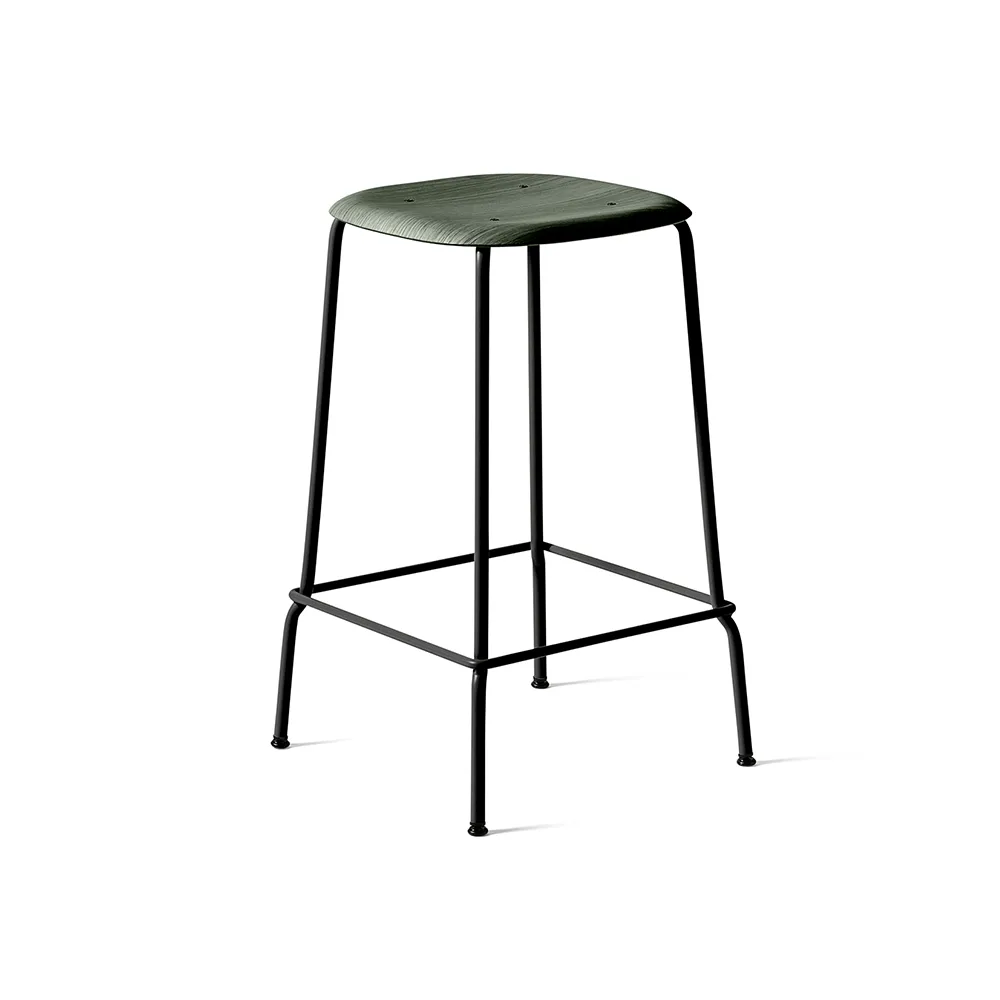 Soft Edge 30 Low bar stool, Hunter-black steel frame HAY