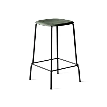 Soft Edge 30 Low bar stool - Hunter-black steel frame - HAY