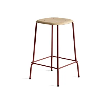 Soft Edge 30 Low bar stool - Oak-fall red steel frame - HAY