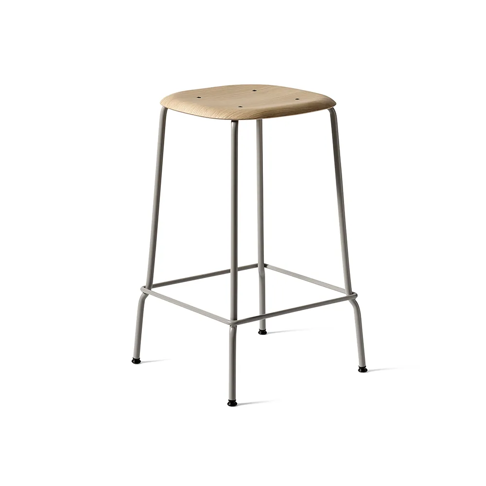 Soft Edge 30 Low bar stool, Soft grey, chrome frame HAY