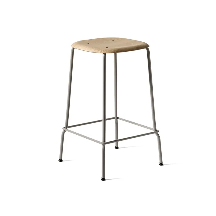 Soft Edge 30 Low bar stool - Soft grey, chrome frame - HAY