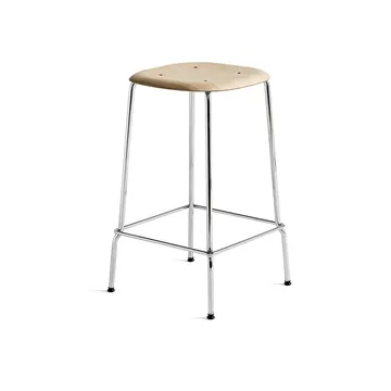 Soft Edge 30 Low bar stool - Water-based lacquered oak-chrome - HAY