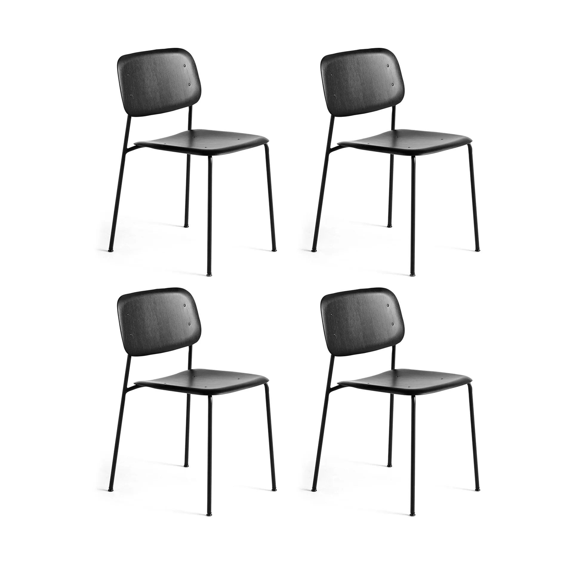 Soft Edge 40 chair, Black oak-black steel frame, 4-pack,  HAY