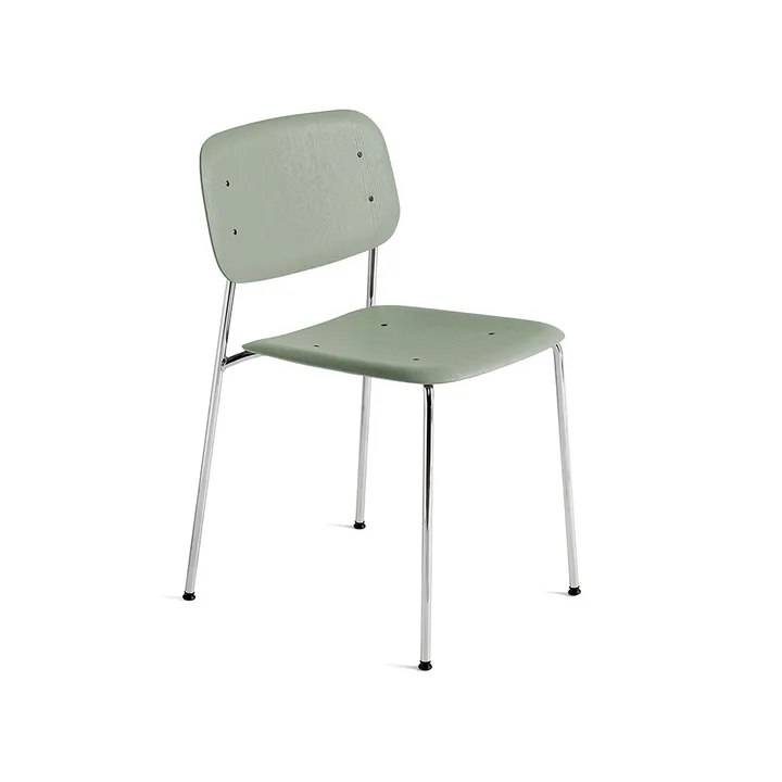 Soft Edge 40 chair - Dusty green-chrome frame - HAY