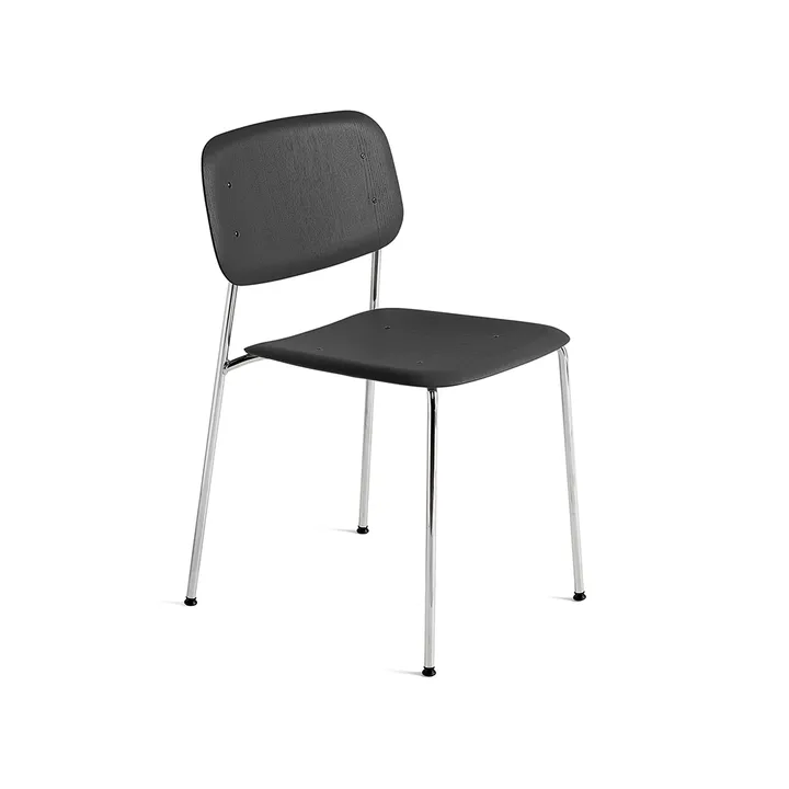 Soft Edge 40 chair - Soft black, chrome frame - HAY