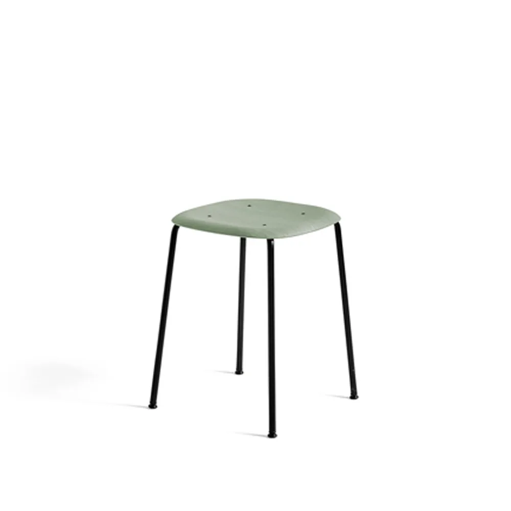 Soft Edge 70 stool, Dusty green-black steel frame HAY