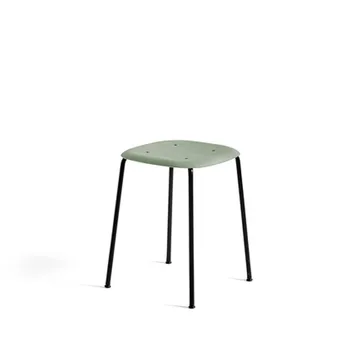 Soft Edge 70 stool - Dusty green-black steel frame - HAY
