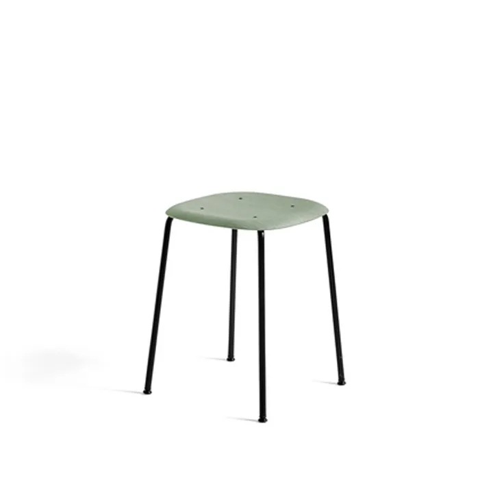 Soft Edge 70 stool - Dusty green-black steel frame - HAY