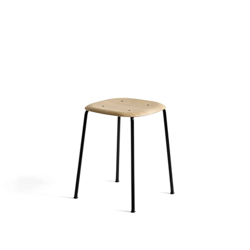 Soft Edge 70 stool, Oak-black steel frame HAY