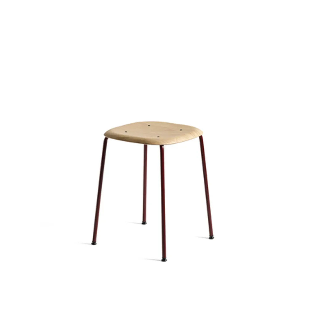 Soft Edge 70 stool, Oak-fall red steel frame HAY