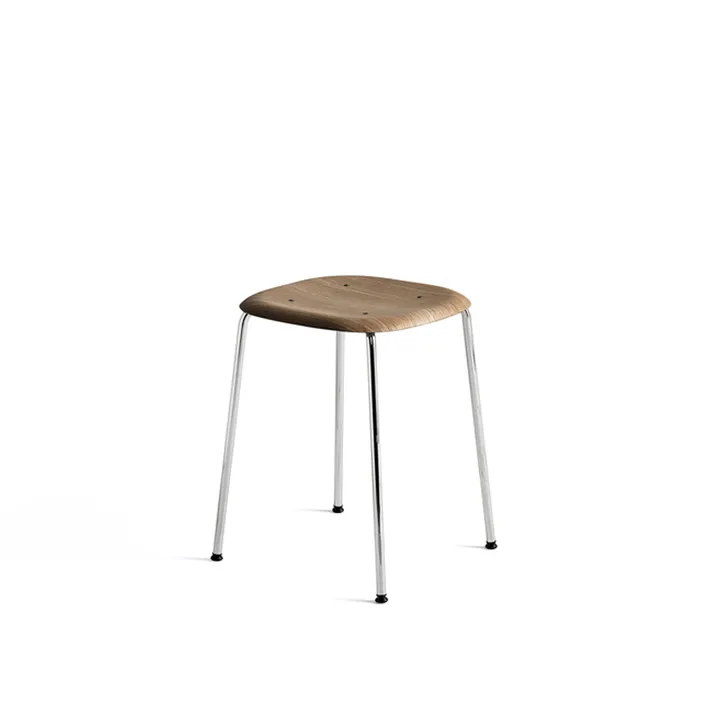 Soft Edge 70 stool - Smoked oak-chrome frame - HAY