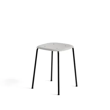 Soft Edge 70 stool - Soft grey, black steel frame - HAY