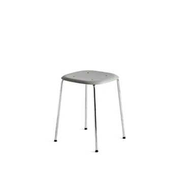 Soft Edge 70 stool - Soft grey, chrome frame - HAY