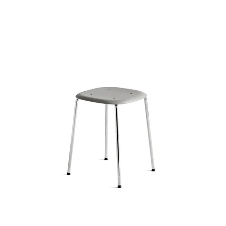 Soft Edge 70 stool - Soft grey, chrome frame - HAY