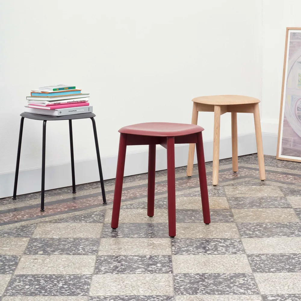 Soft Edge 72 stool, Black oak-black oak frame HAY