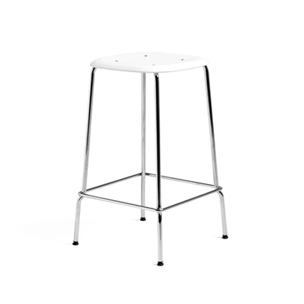 Soft Edge 85 Low bar stool, White-chrome frame HAY