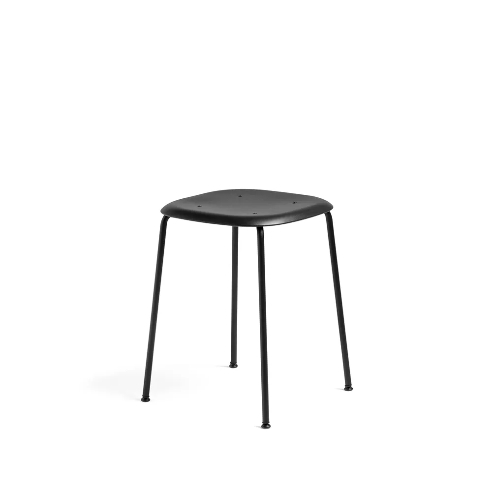 Soft Edge P70 stool, Black, black steel frame HAY