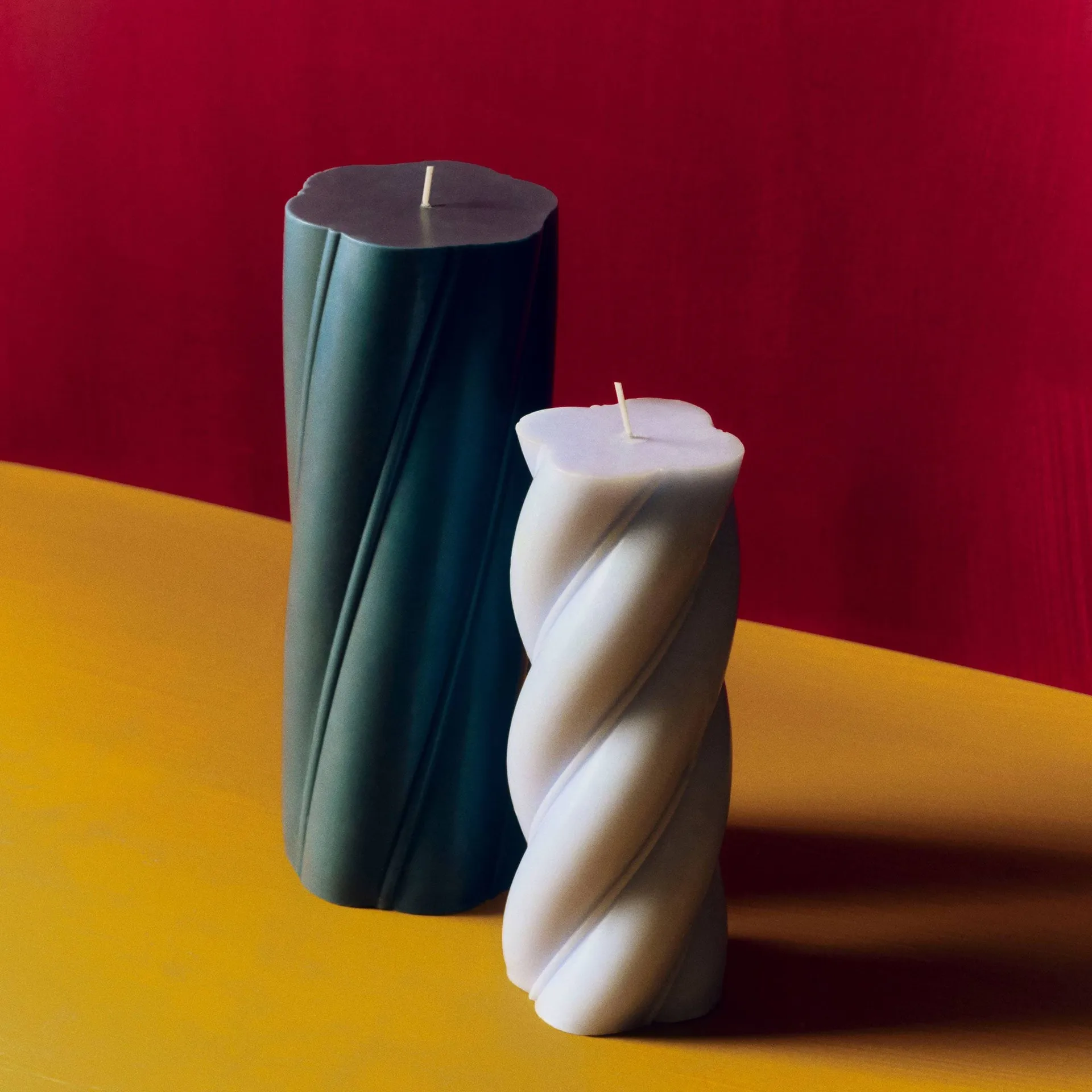 Soft Serve Candle pillar candle, Dark teal, Ø9.5x24.5 cm HAY