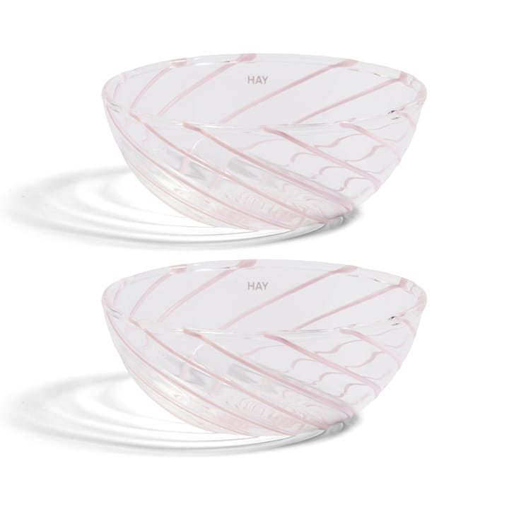 Spin bowl Ø8.5 cm 2-pack - Clear-pink rand - HAY