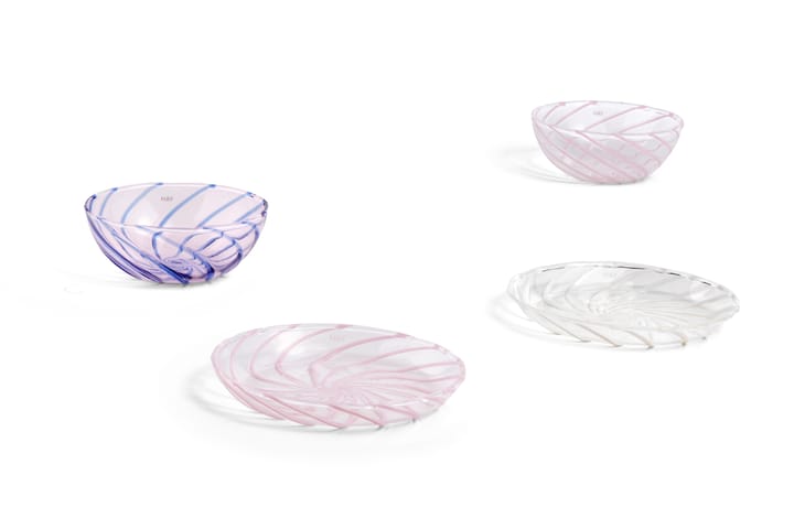Spin bowl Ø8.5 cm 2-pack - Clear-pink rand - HAY