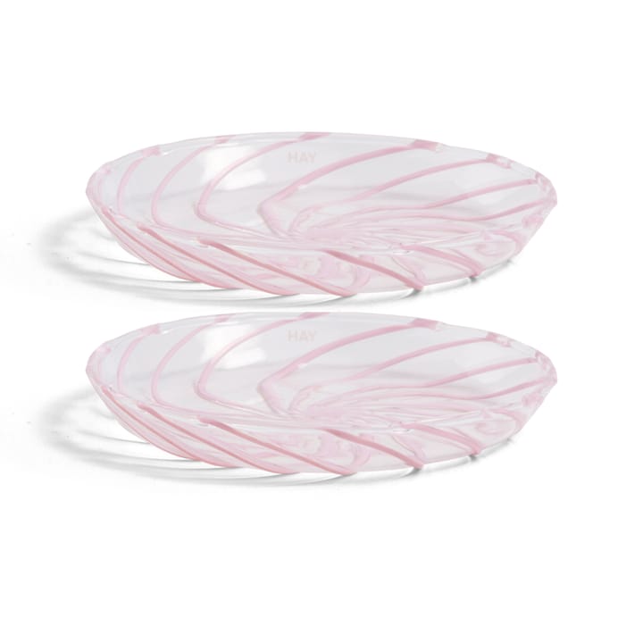 Spin saucer Ø11 cm 2-pack - Clear-pink rand - HAY