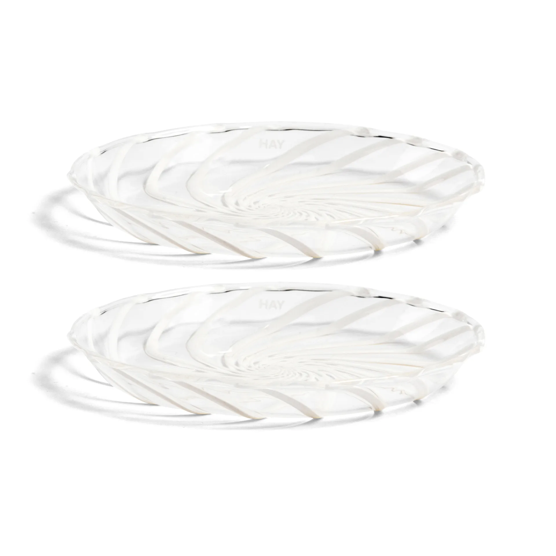 Spin saucer Ø11 cm 2-pack, Clear-white rand HAY