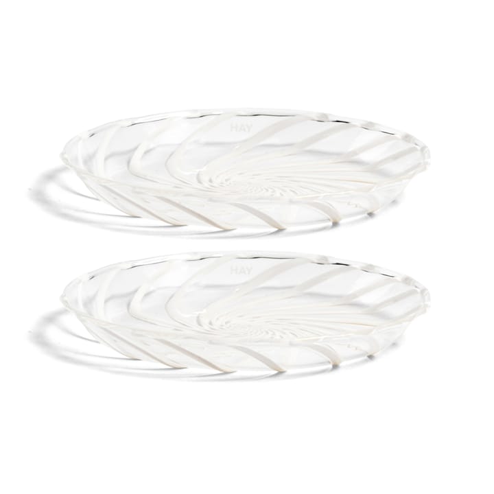 Spin saucer Ø11 cm 2-pack, Clear-white rand HAY