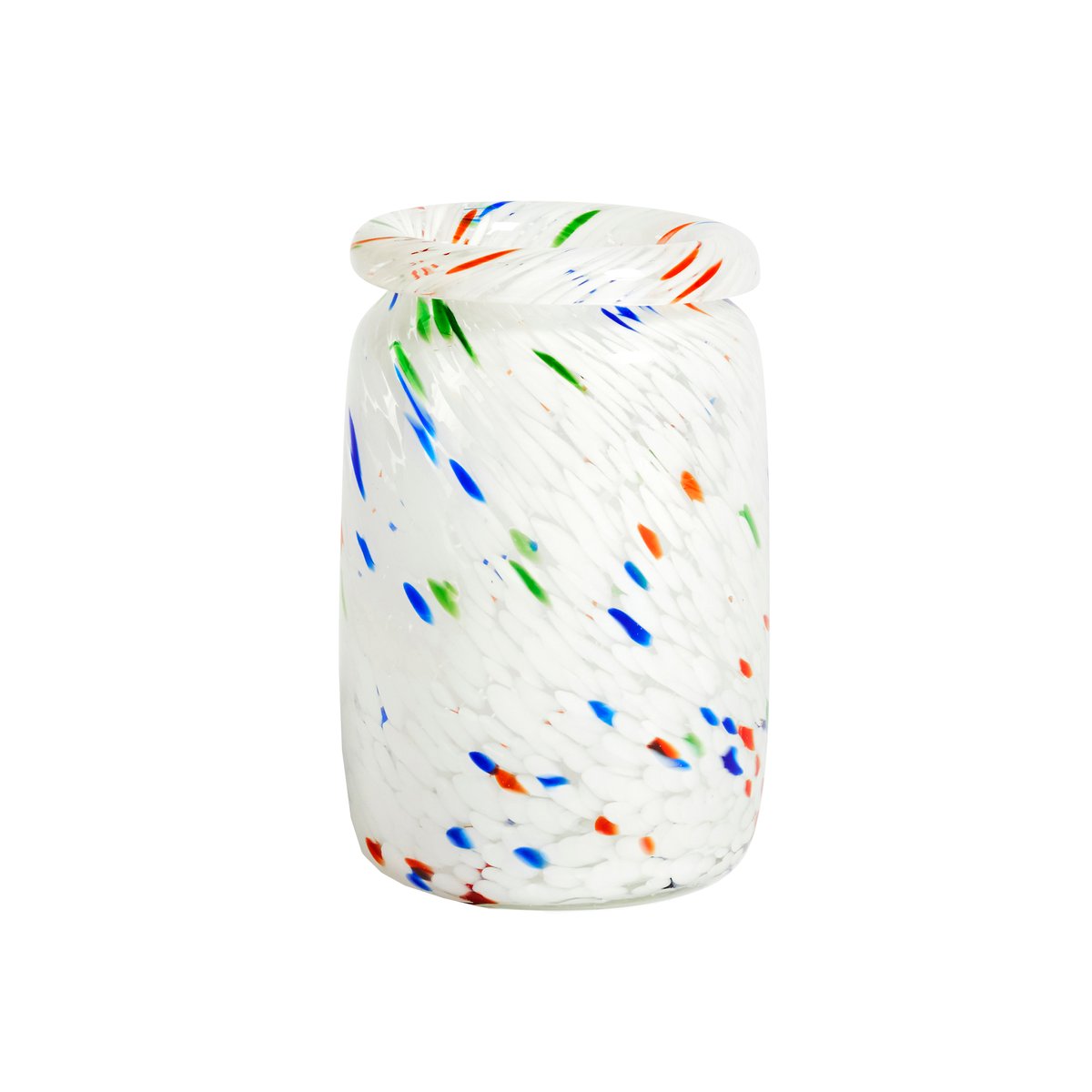 HAY Splash Roll Neck vase M 22 cm white dot (multi)