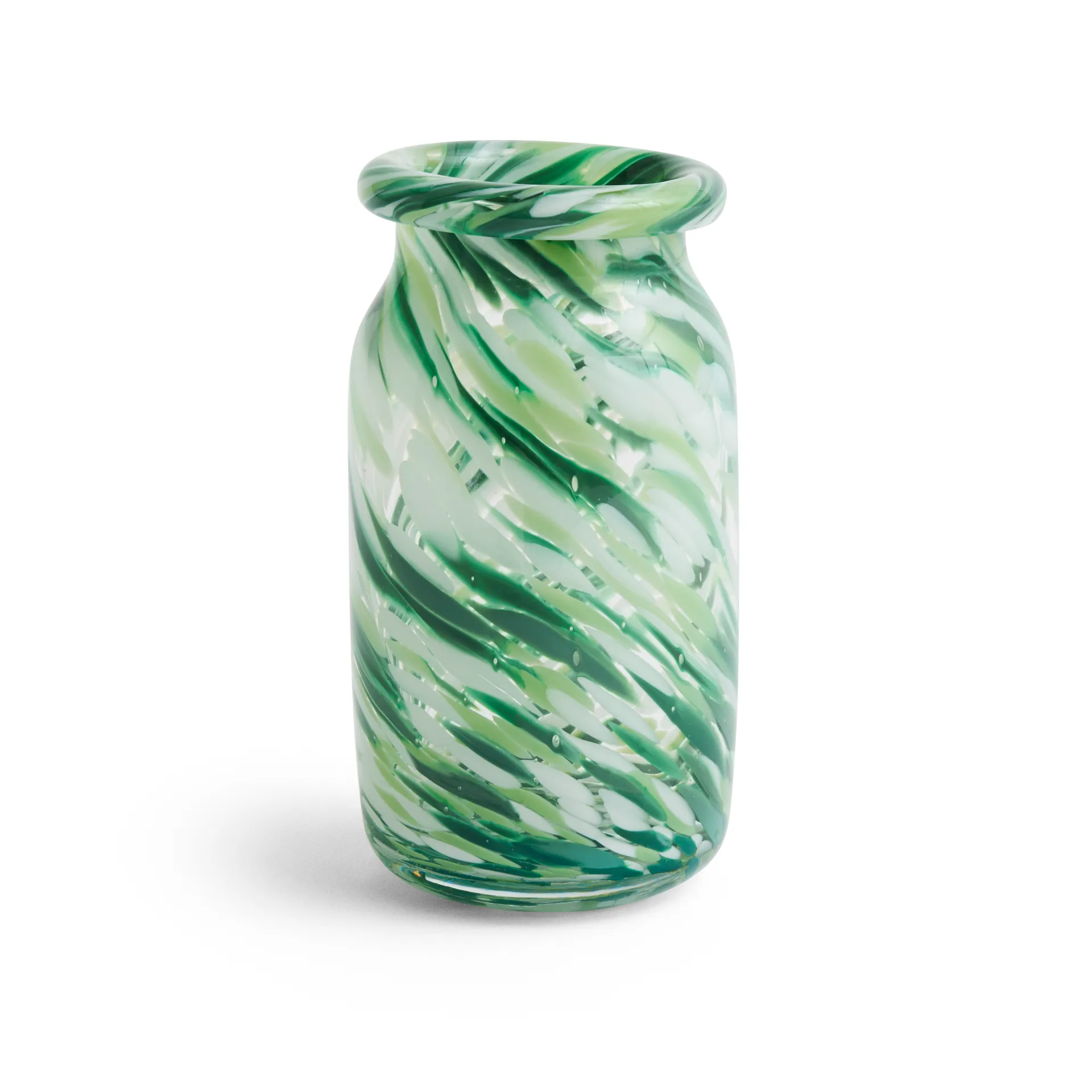 Splash Roll Neck vase S 20.5 cm, Green swirl HAY