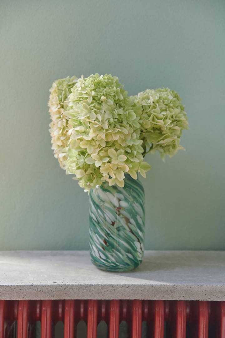 Splash Roll Neck vase S 20.5 cm - Green swirl - HAY