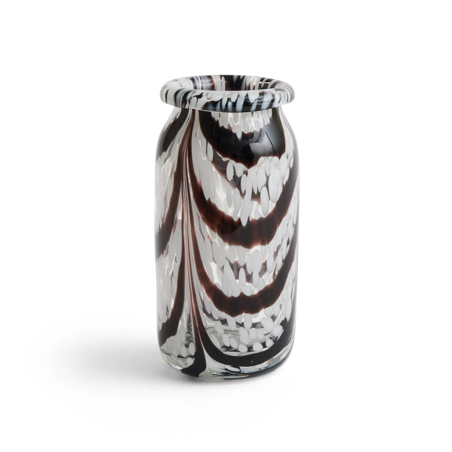 Splash Roll Neck vase XS 19 cm, Coffee and white HAY