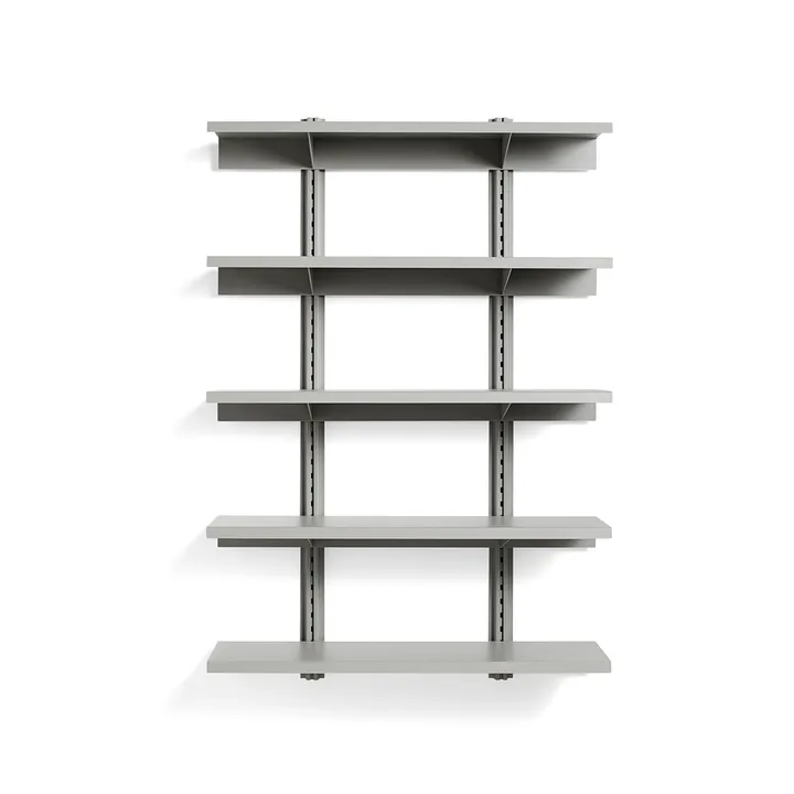 Standard Issue wall shelf - Sky grey, 120, 5 shelves - HAY
