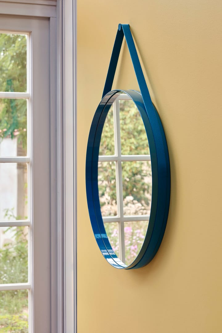 Strap Mirror Ø70 cm, Blue HAY