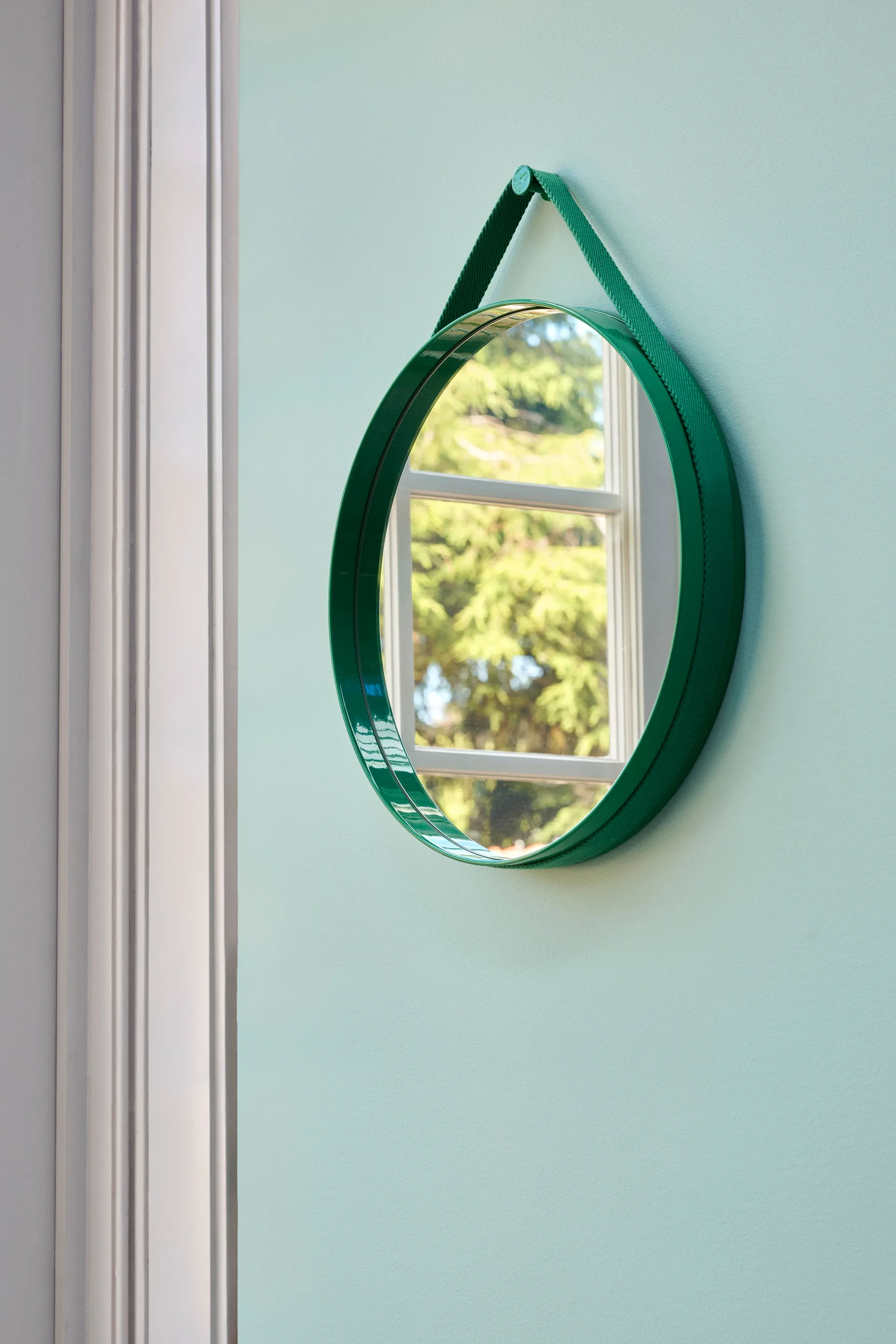 Strap Mirror, Green HAY