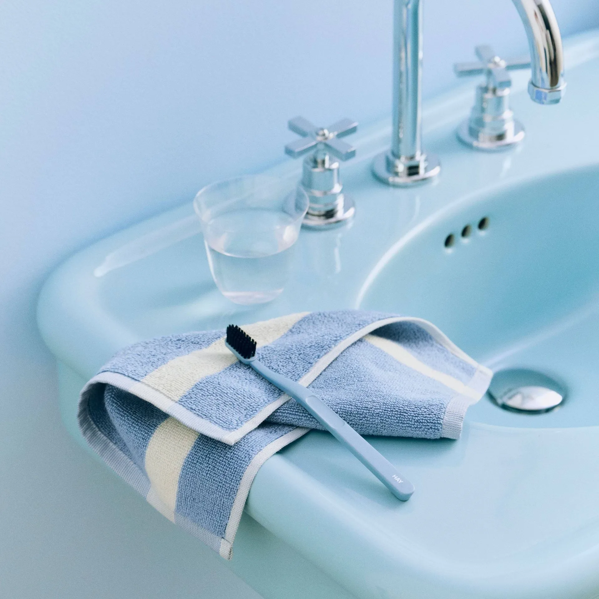 Stripe towel, Dusty blue, 30x30 cm HAY