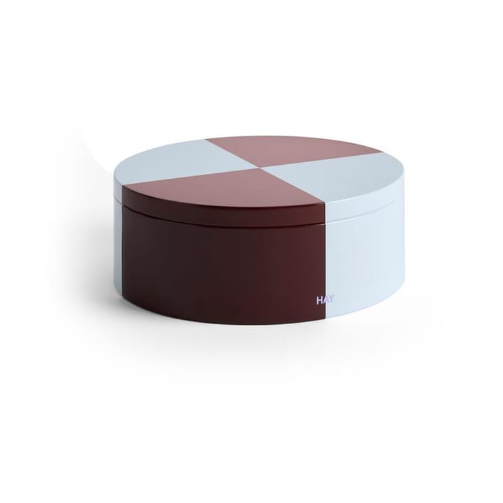 Tin Container Round storage jar - Burgundy-ice blue - HAY