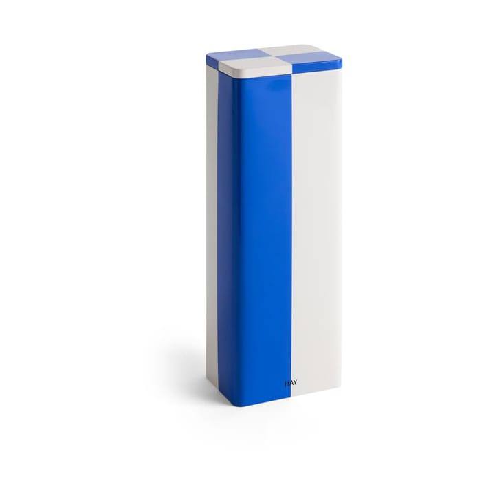 Tin Container Slim storage jar - Slim blue-off white - HAY