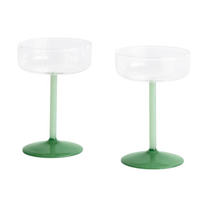 Tint coupe glasses 20 cl 2-pack - Clear-jade light green-jade dark green - HAY