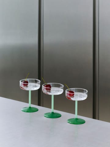 Tint coupe glasses 20 cl 2-pack - Clear-jade light green-jade dark green - HAY
