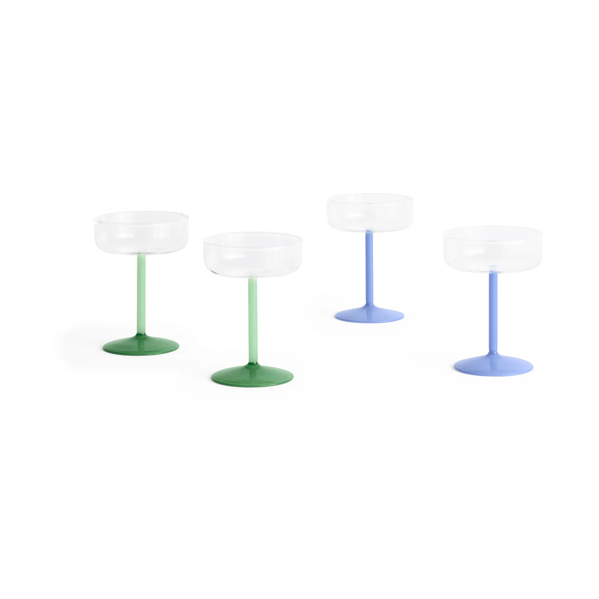 Tint coupe glasses 20 cl 2-pack, Clear-jade light green-jade dark green HAY