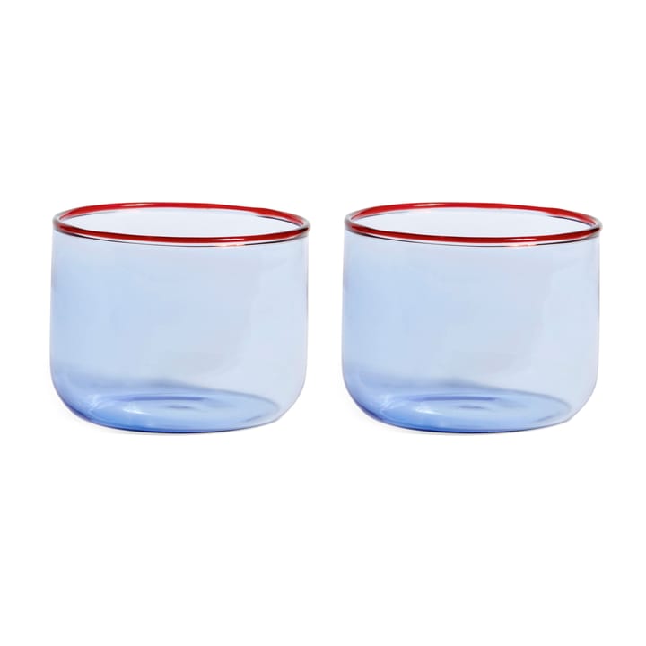 Tint glass 20 cl 2-pack - Light blue-red border - HAY