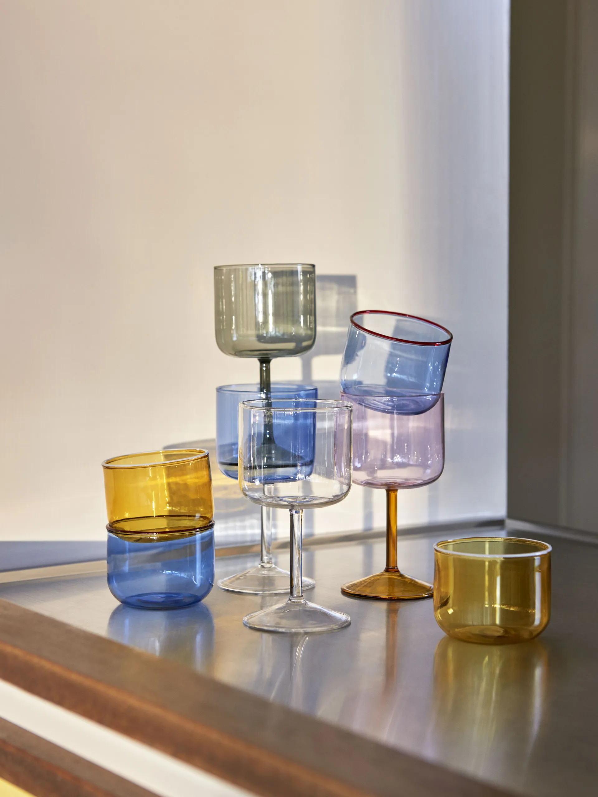 Tint glass 20 cl 2-pack, Light blue-red border HAY