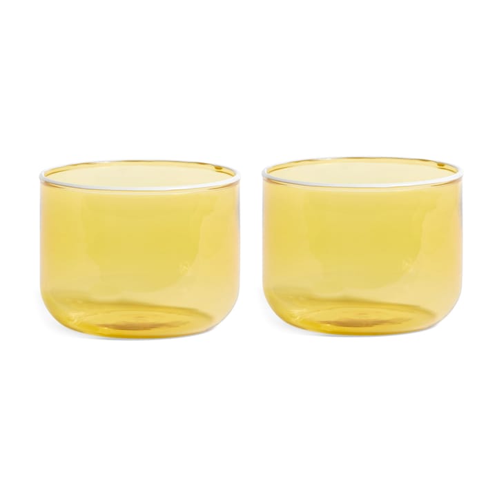 Tint glass 20 cl 2-pack - Light yellow-white border - HAY