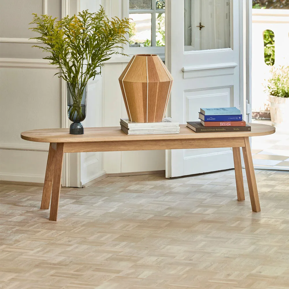Triangle Leg bench, water-based lacquered oak, 200 cm HAY