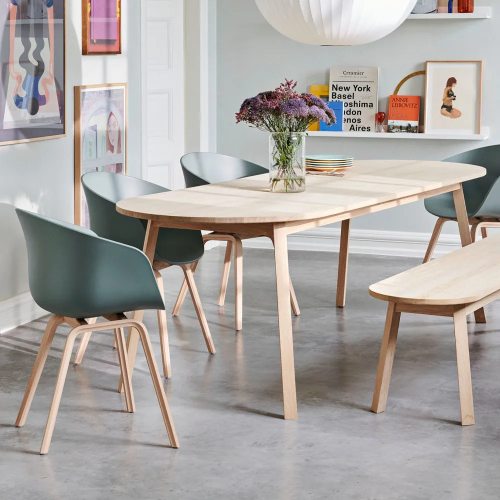 Triangle Leg dining table, Lacquered oak, 200x85 cm HAY